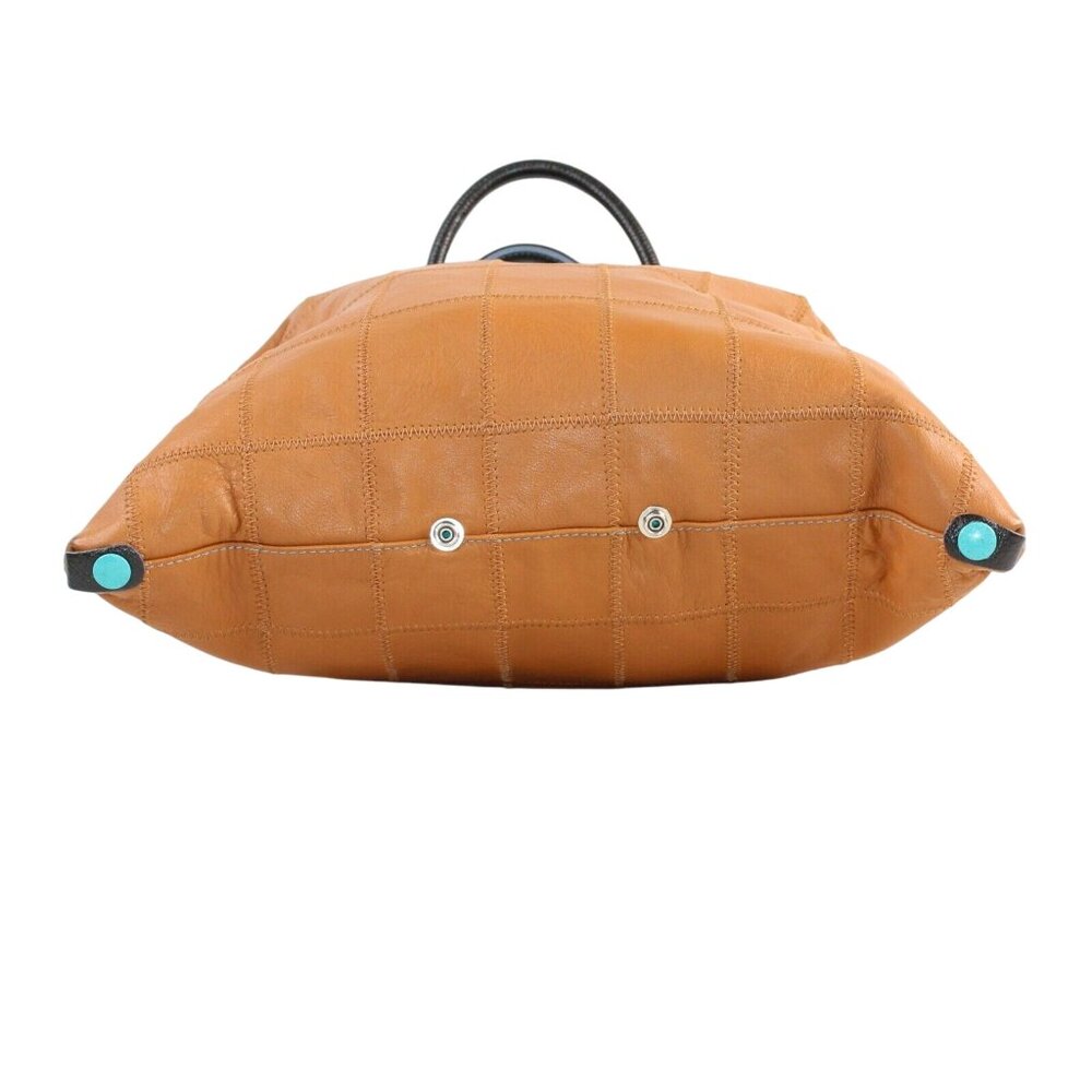 GABS Brown Leather Patchwork Made In Italy Large Zipper Tote Handbag Purse Bag - Picture 8 of 12